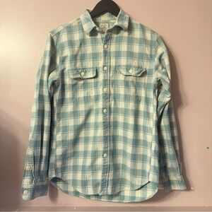 J.Crew Flannel Shirt Checks Light Mint Men Size S
